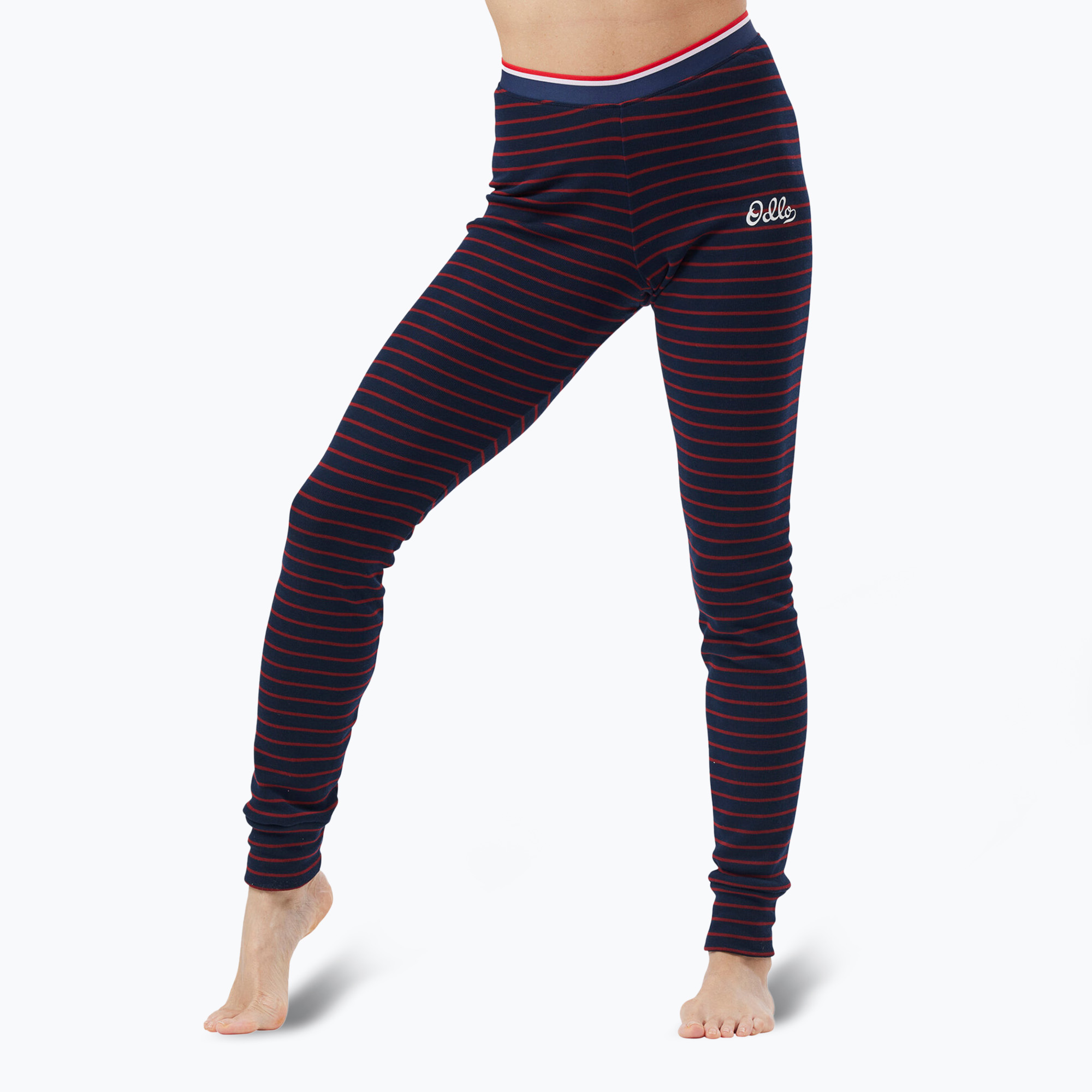Dámske termo nohavice ODLO Active Warm Originals Stripes Bl Bottom Long dark sapphire (Active Warm Originals Stripes Bl Bottom Long 159281/21014)