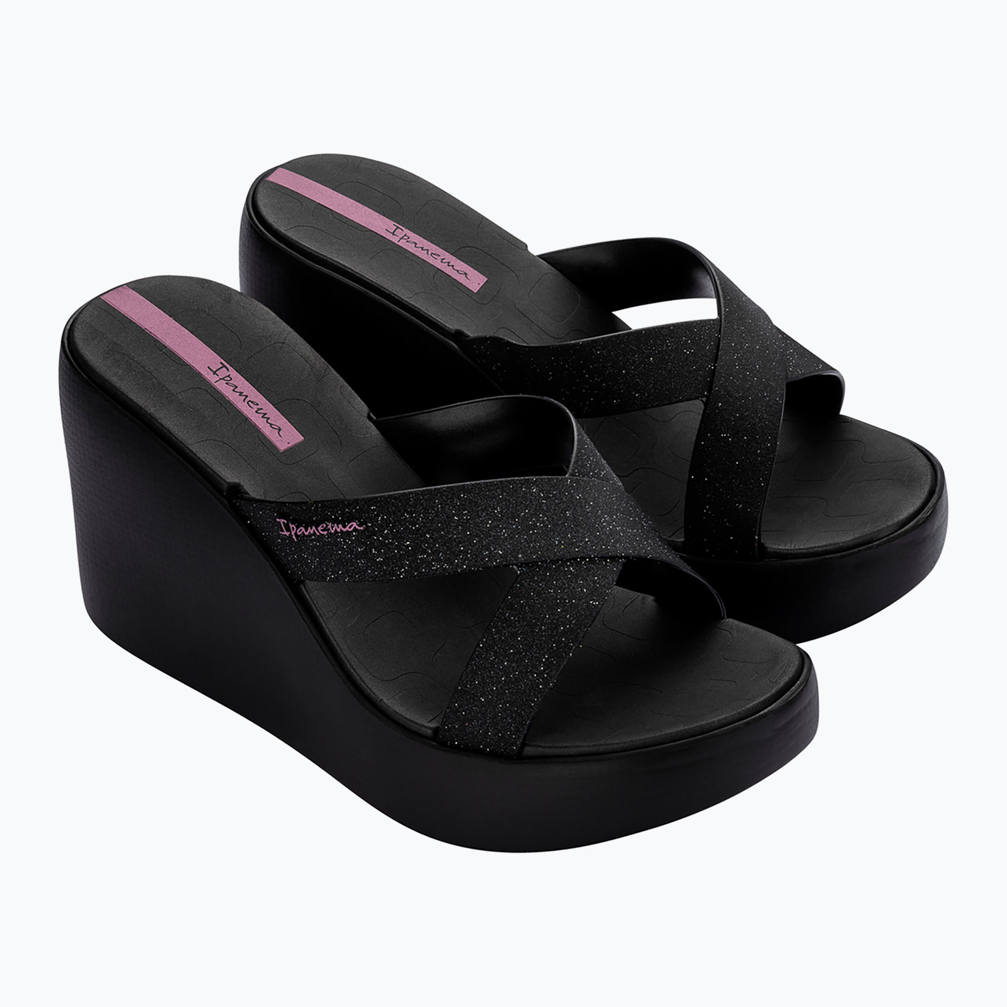 Dámske šľapky Ipanema High Fashion II Slide black/glitter black/lilac (High Fashion II Slide 83646-BD675)