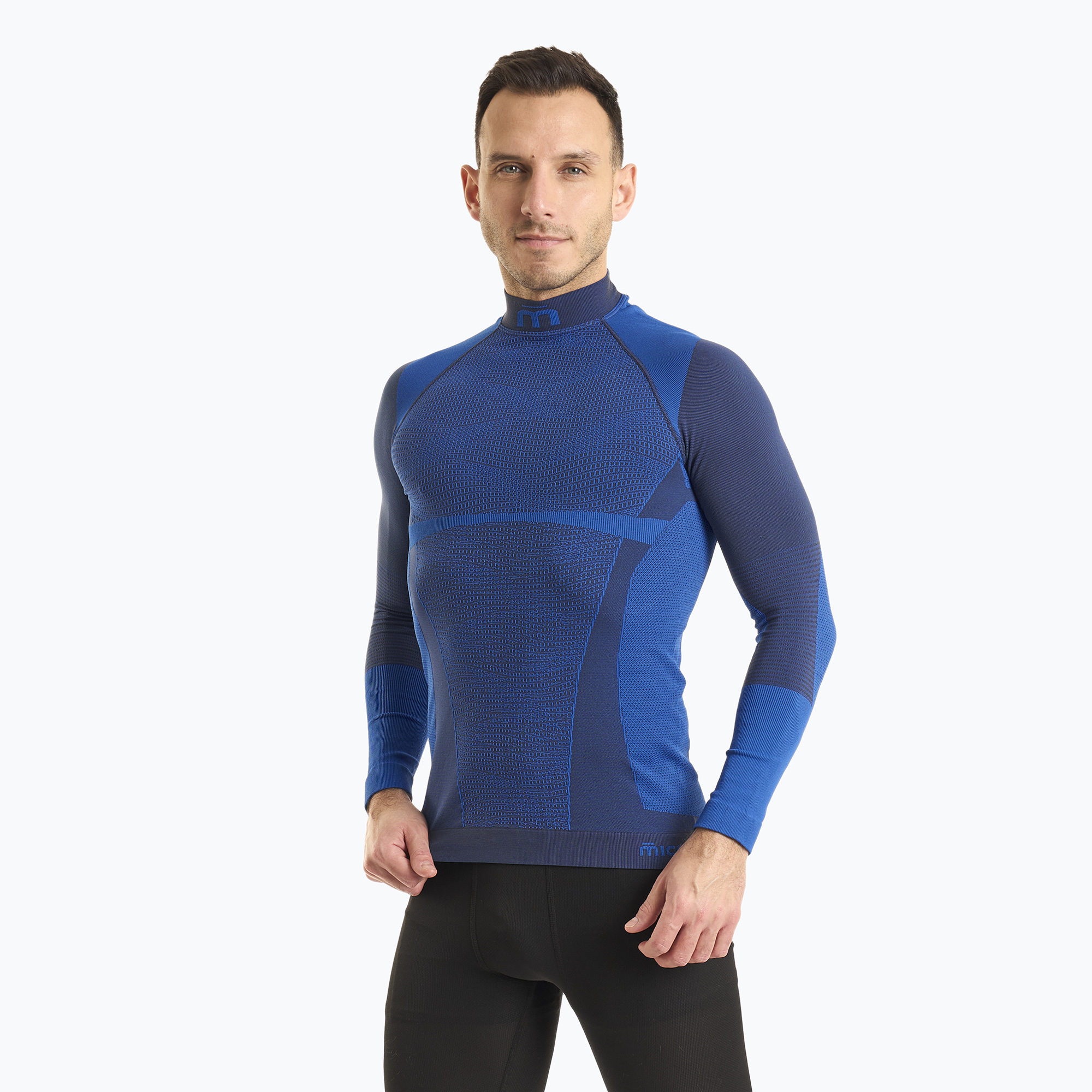 Pánske termotričko Mico Warm Control Mock Neck modré IN1851
