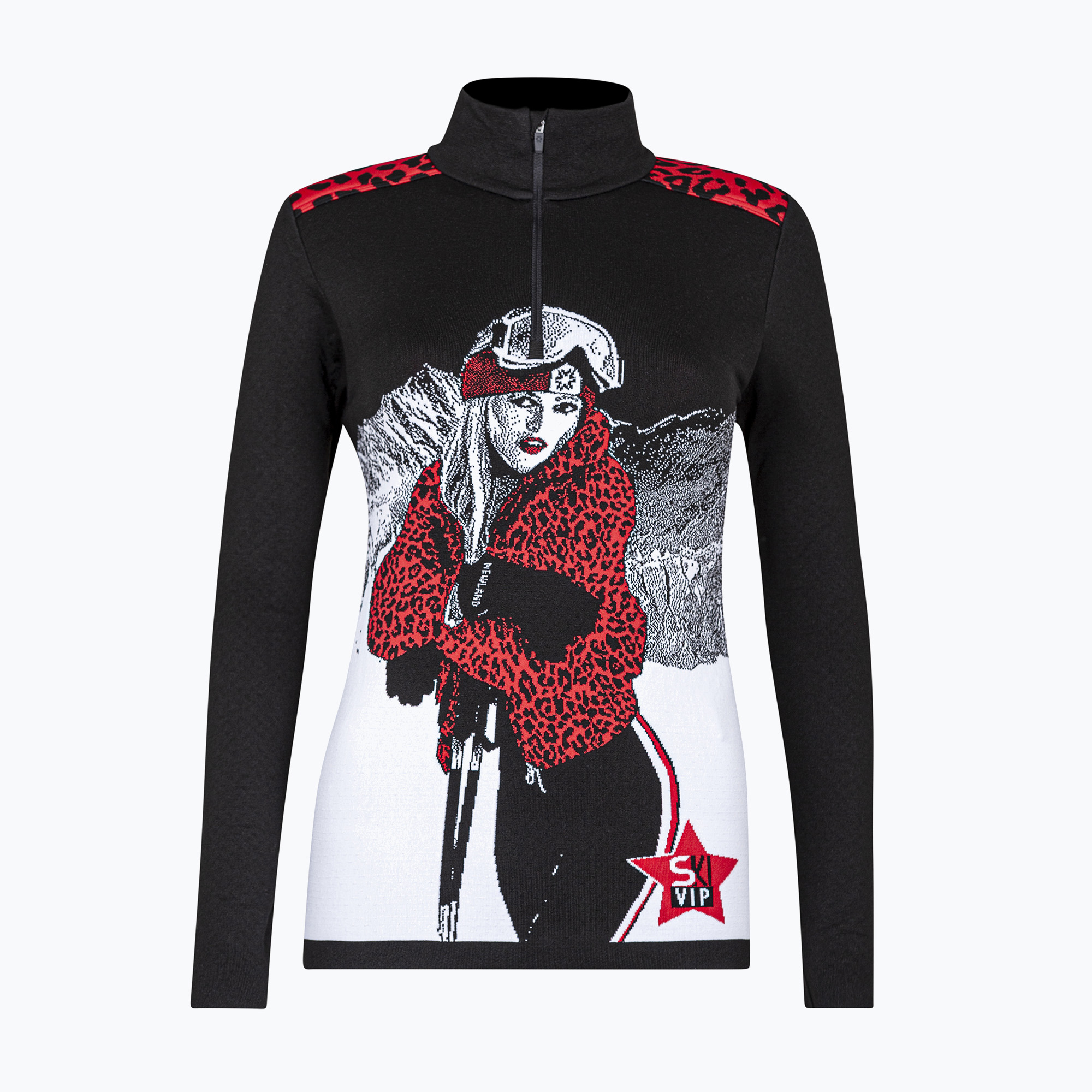 Dámska termo mikina Newland Snowdrop Half Zip black/red (Snowdrop Half Zip N4-6644-99)