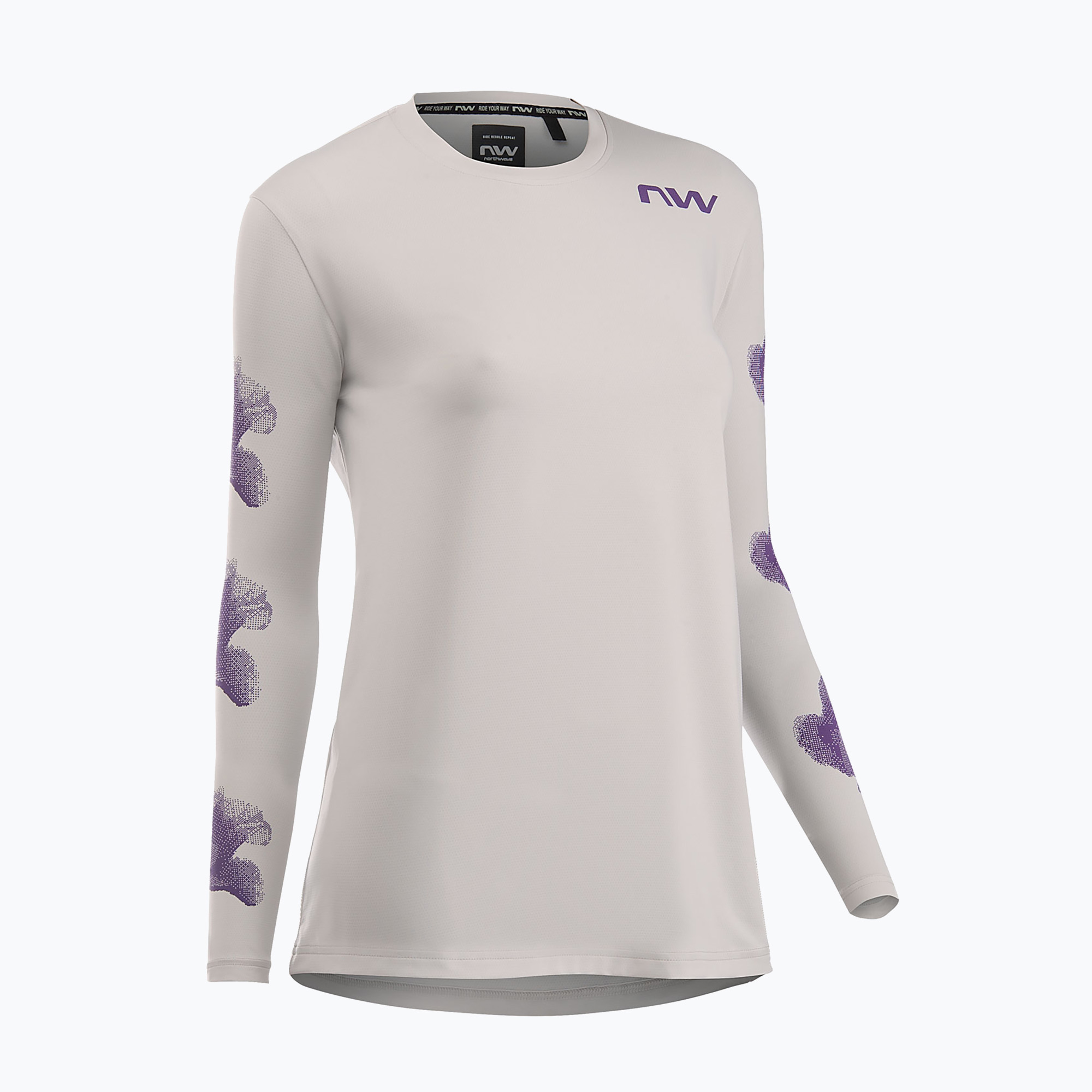 Dámske cyklistické tričko s dlhým rukávom Northwave Xtrail light grey/dark purple