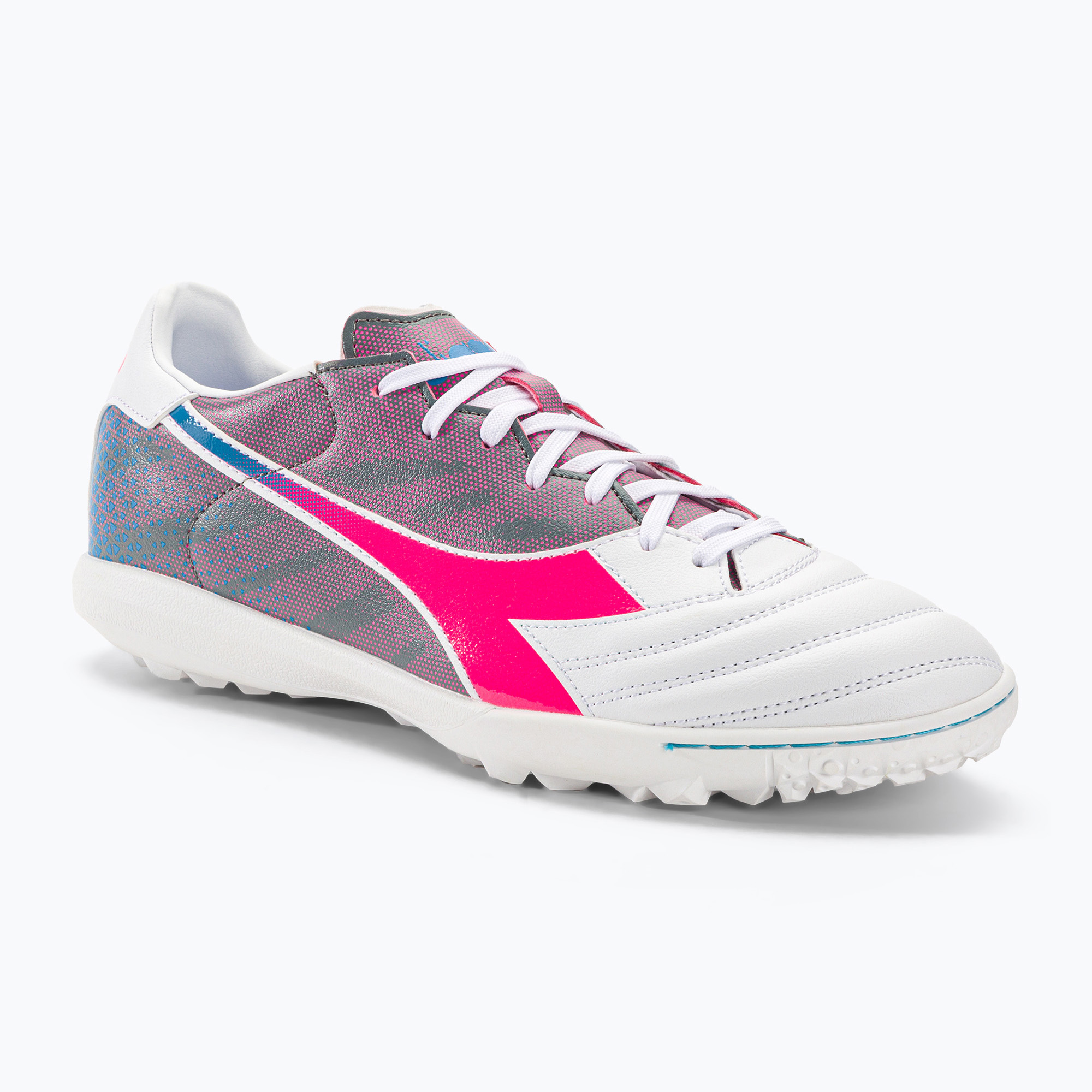 Pánske kopačky Diadora Brasil Elite Veloce GR TFR white/pink fluo/blue fluo (Brasil Elite Veloce DD-101.179602)