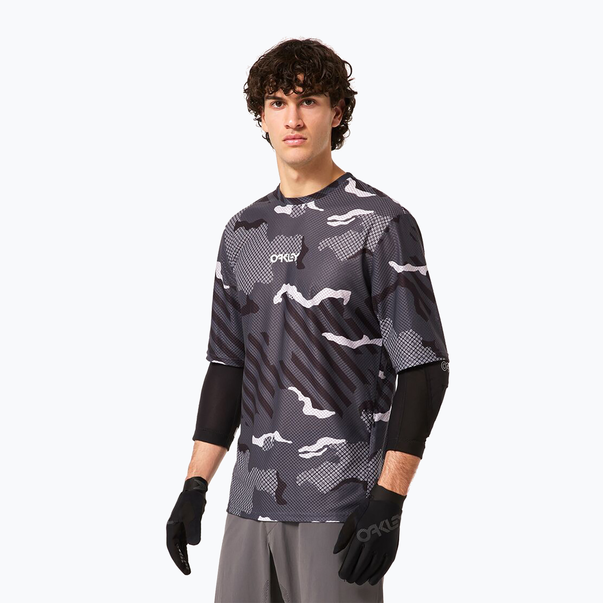 Pánsky cyklistický dres Oakley Ride Free black stripe/grip camo (Ride Free SS FOA406236)