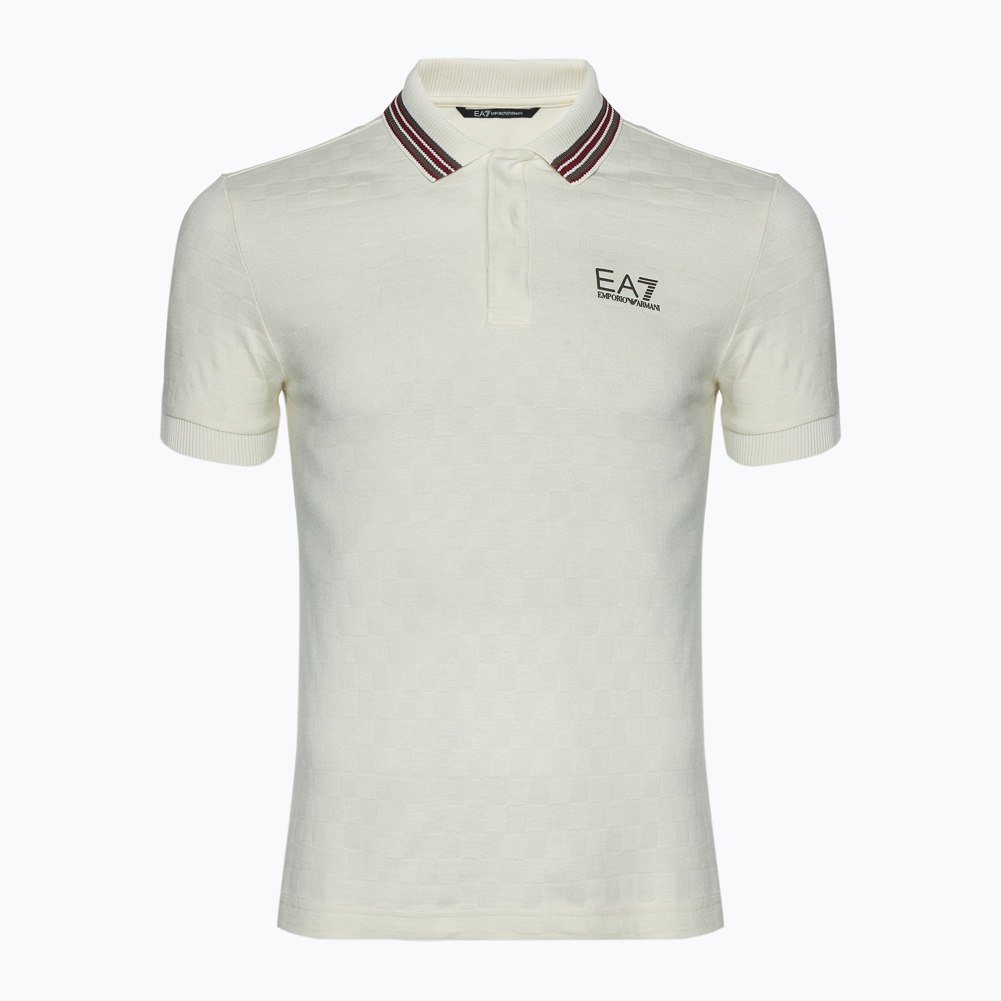 Pánske tričko EA7 Emporio Armani Golf Pre Polo Check silver birch (Golf Pro Polo Check Golf Pro Polo Check)
