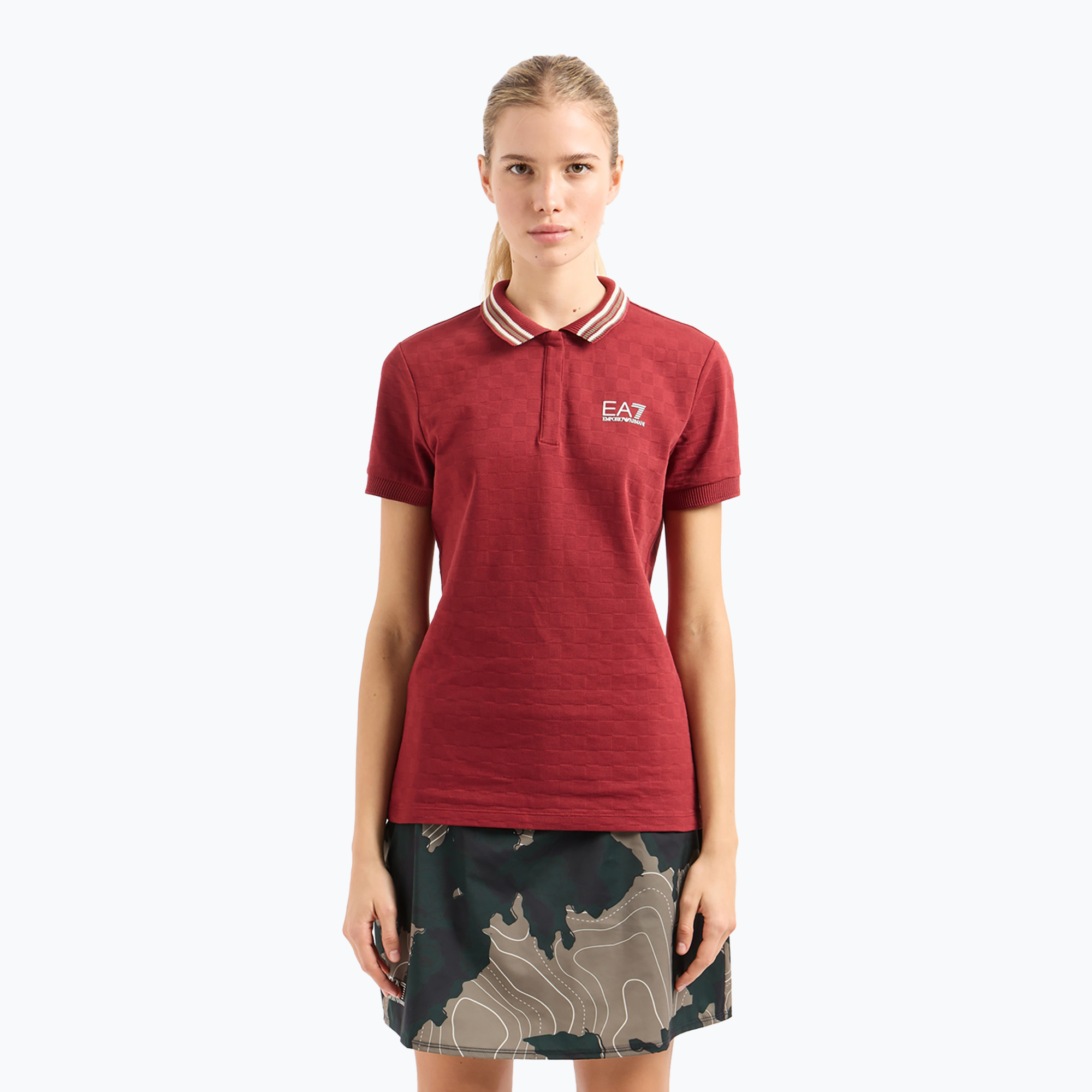 Dámske tričko EA7 Emporio Armani Golf Pre Polo Damier syrah (Golf Pro Polo Damier TJZSZ-6DTF01-1496)