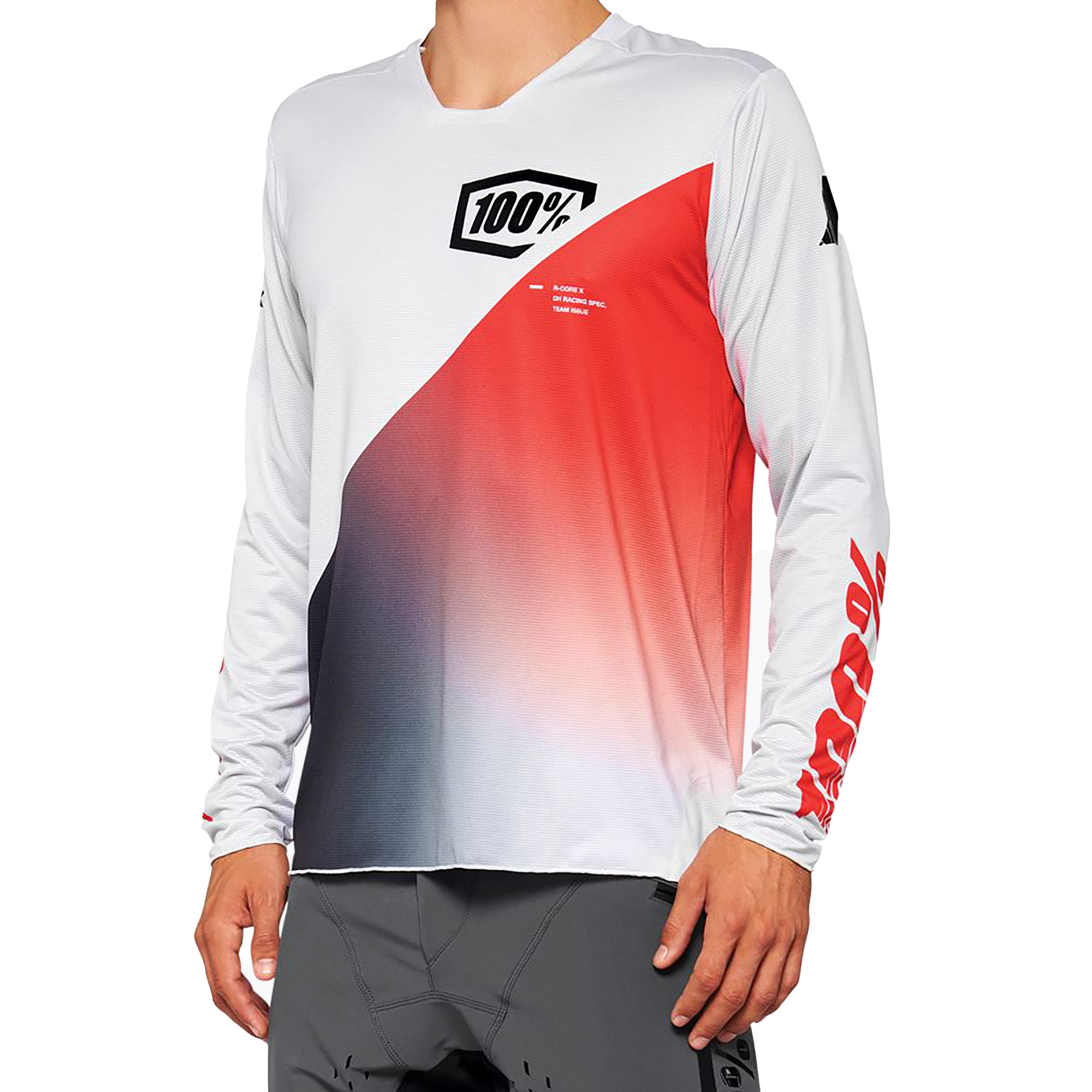 Pánsky cyklistický dres 100% R-Core X LS šedo-červený STO-40000-00010 (R-Core X 40000-00010)