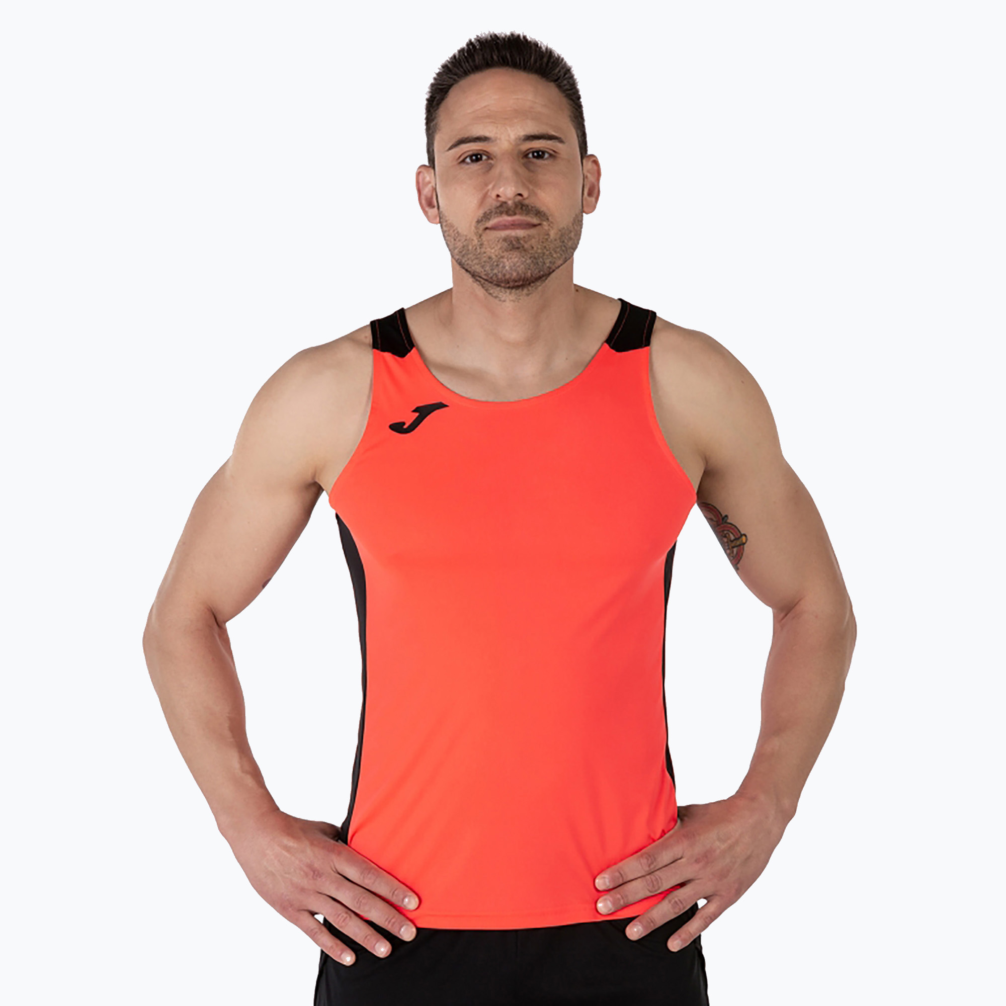 Pánske bežecké tielko Joma Record II fluor coral/black (Record II Tank Top 102222)