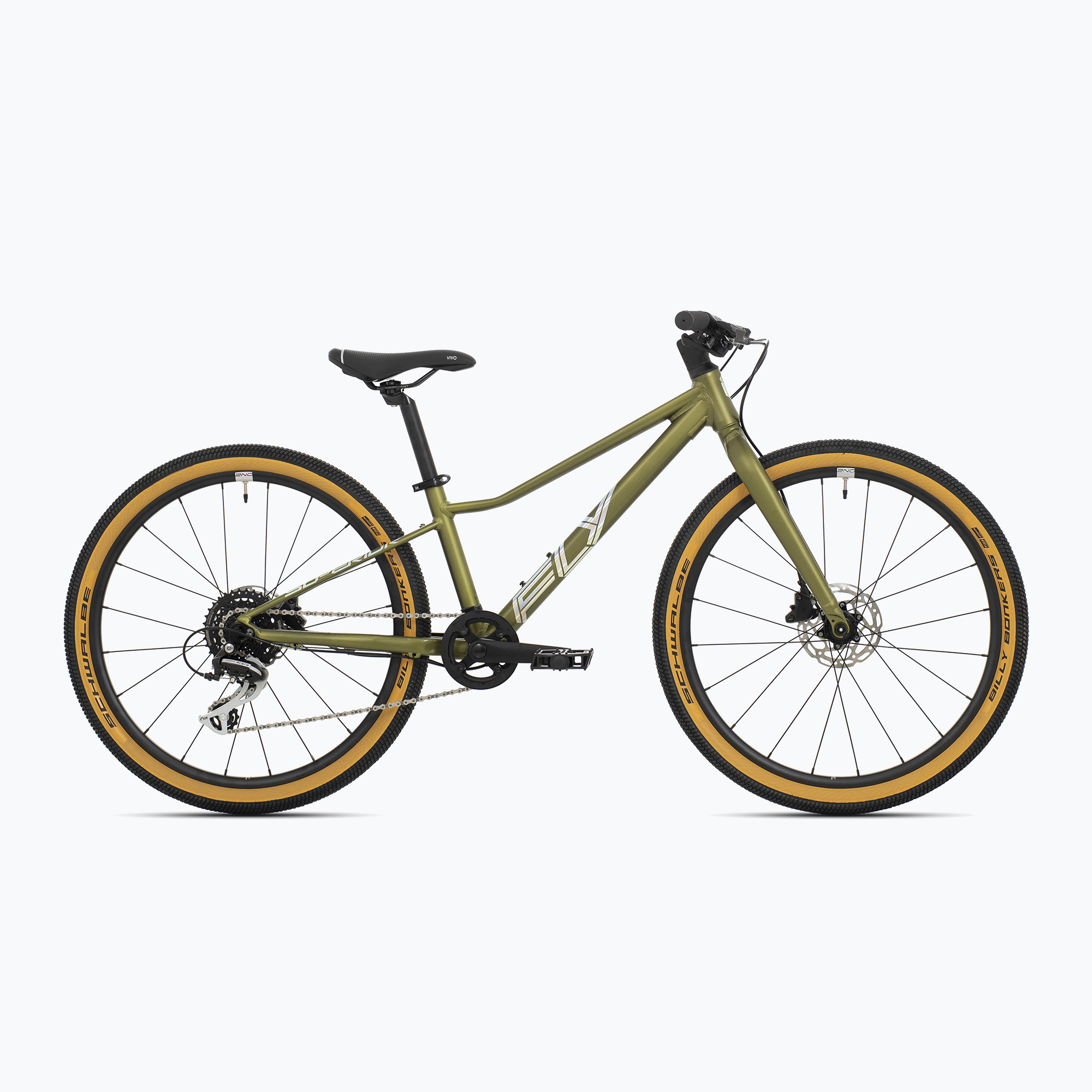 Detské bicykle Superior F.L.Y. 24 DB matná olivová metalíza/hologramový chróm (F.L.Y. 24 DB 801.2023.24002)