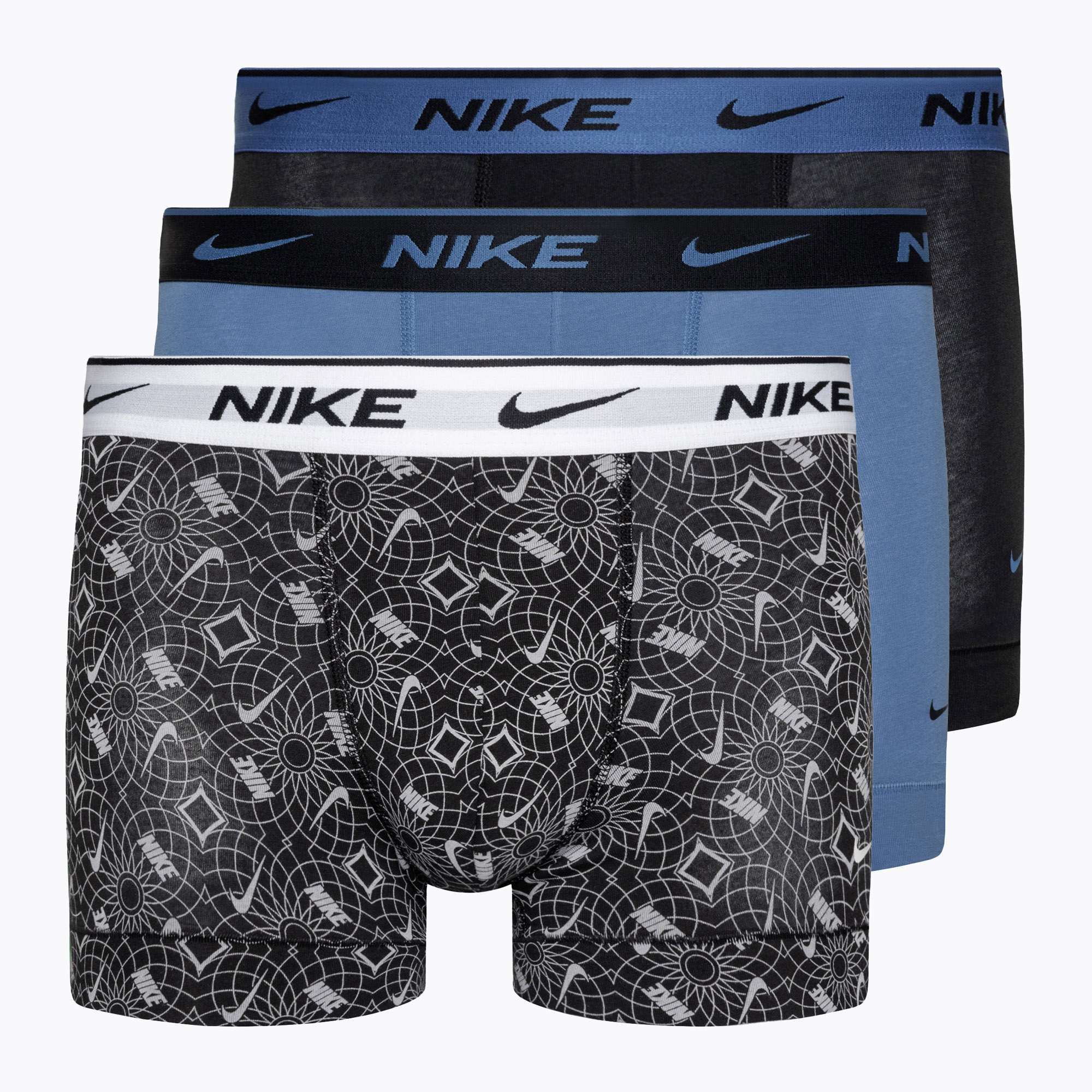 Pánske boxerky Nike Everyday Cotton Stretch Trunk 3 páry black/blue/grey (Everyday Cotton Stretch Trunk KE1008-BM7)