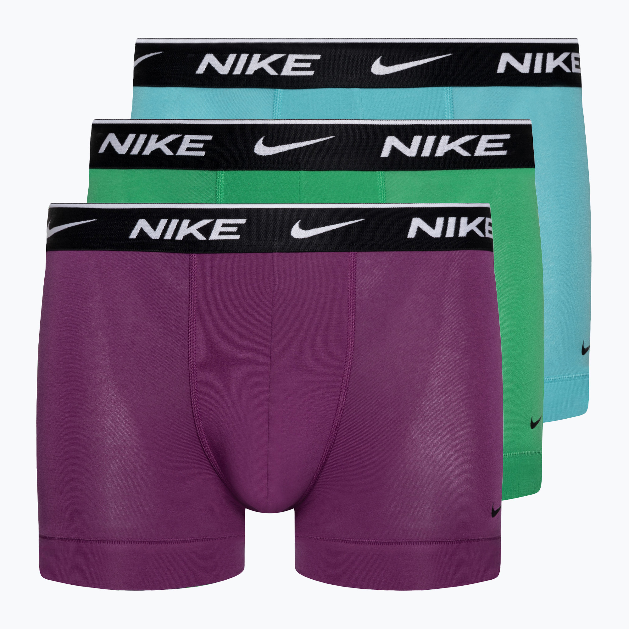 Pánske boxerky Nike Everyday Cotton Stretch Trunk 3 páry zelená/fialová/modrá (Everyday Cotton Stretch Trunk KE1008-425)