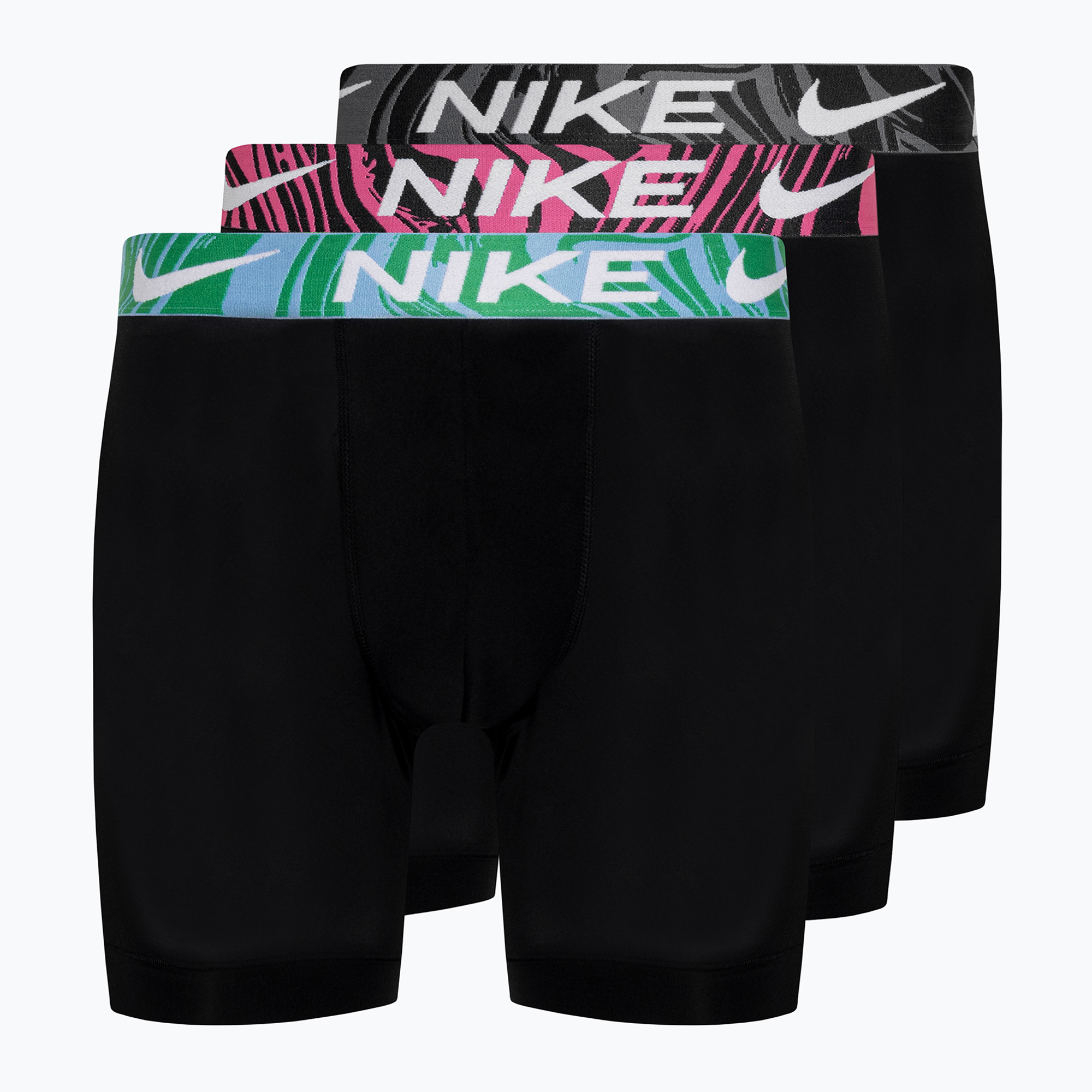 Pánske boxerky Nike Dri-Fit Essential Micro 3 páry black/aquarius bleu/laser fuchsia/grey (Dri-Fit Essential Micro Boxer Brief KE1157-C49)