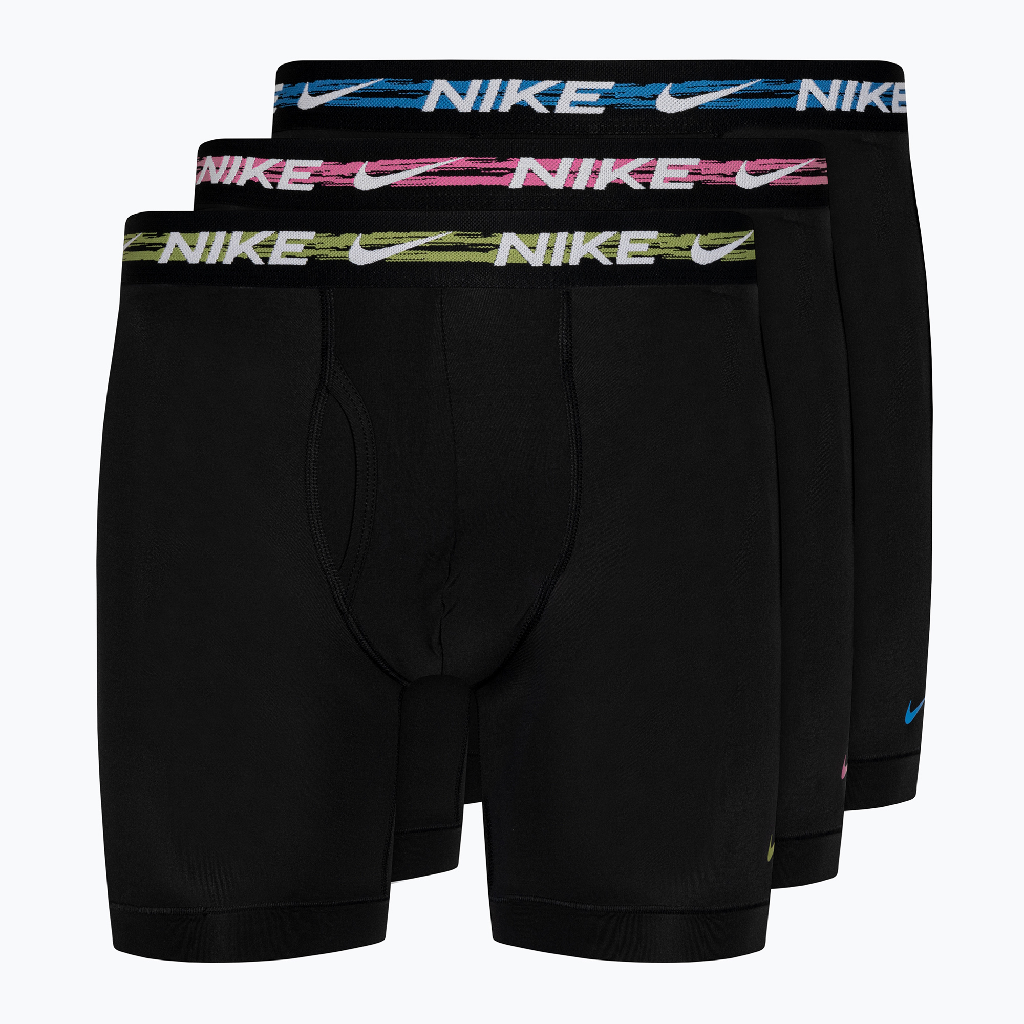 Pánske boxerky Nike Dri-FIT Ultra-Stretch Micro Brief 3 páry laser fuchsia/court blue/black