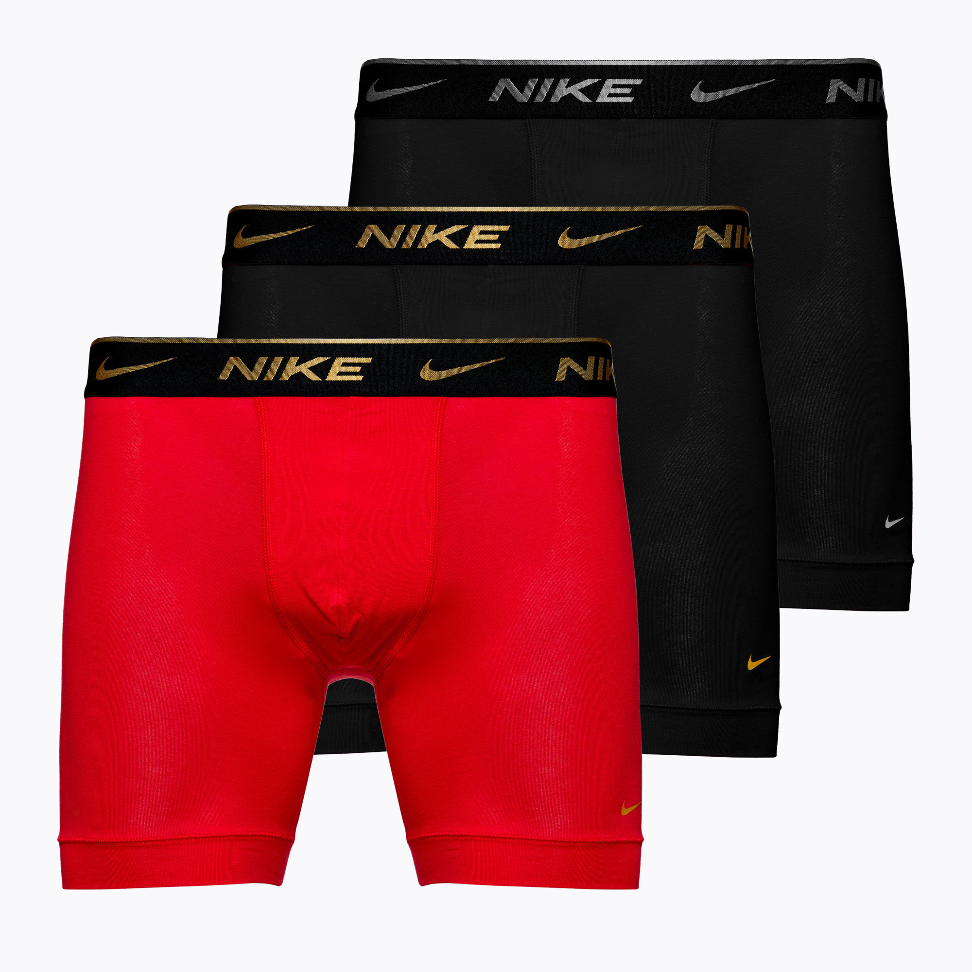 Pánske boxerky Nike Everyday Cotton Stretch 3 páry čierne strieborné/červené zlaté/čierne zlaté (Everyday Cotton Stretch KE1007-EXG)