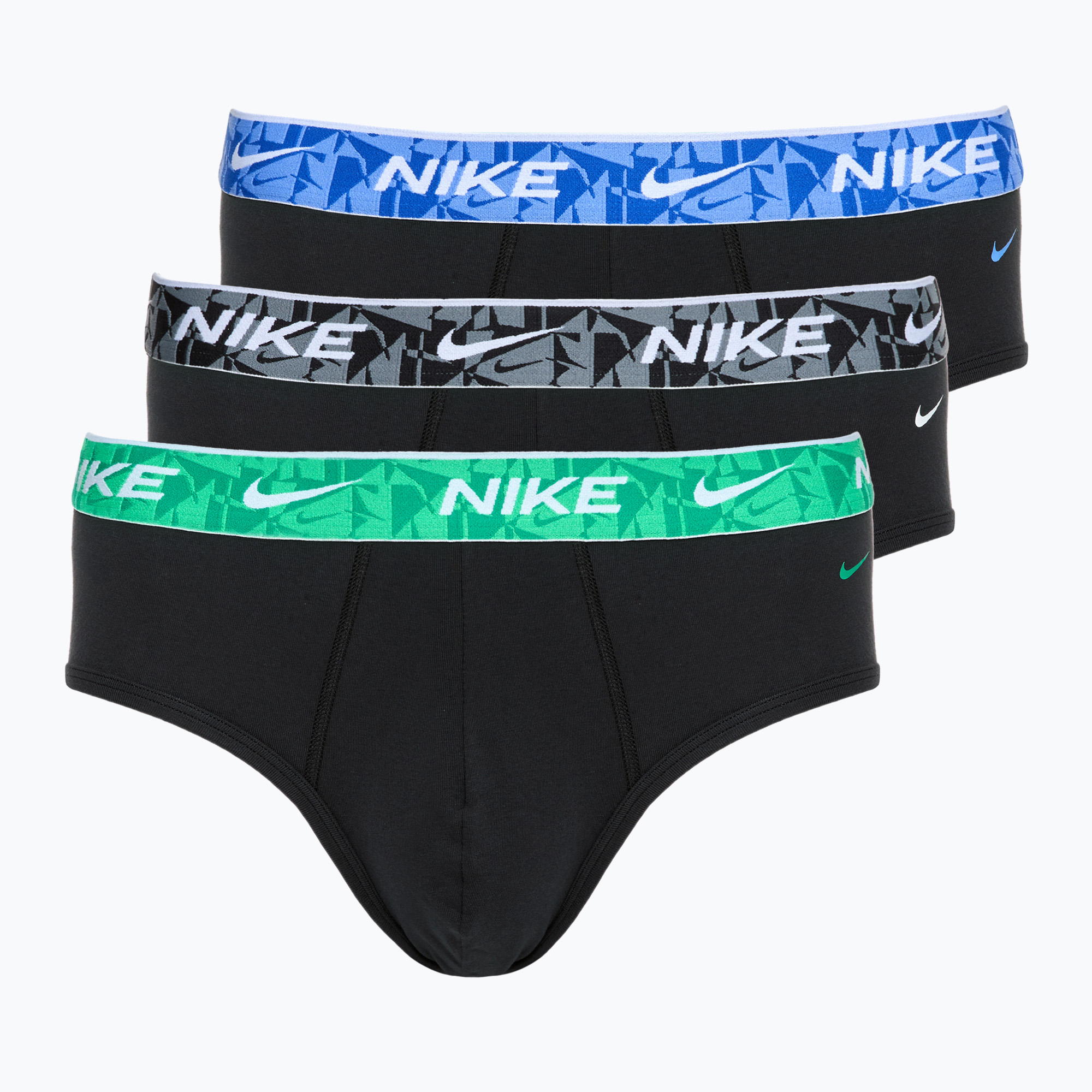 Pánske nohavičky Nike Everyday Cotton Stretch Brief 3 páry black/green/black (Everyday Cotton Stretch Brief KE1006-U9L)