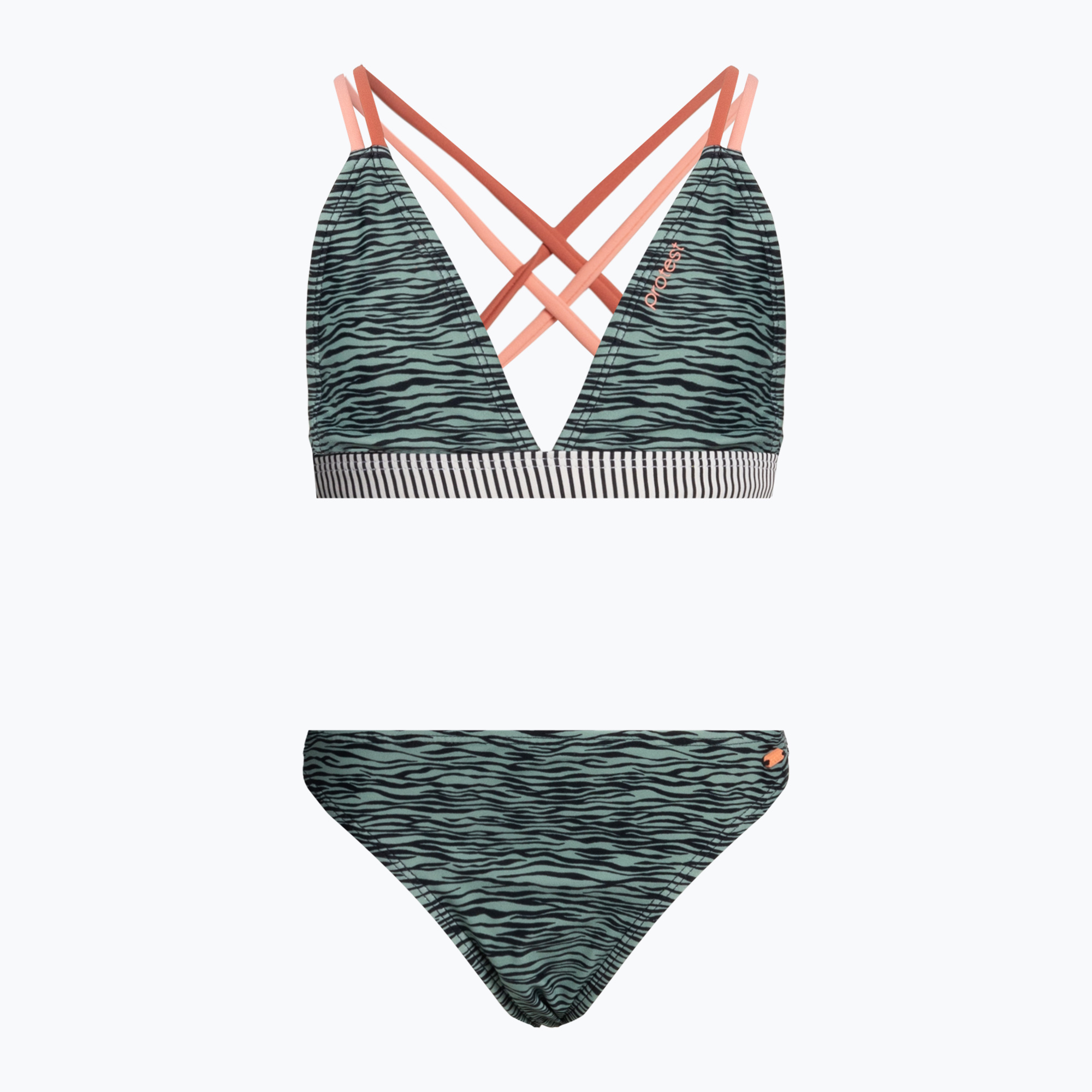 Detské dvojdielne plavky Protest Prteva Trojuholníkové bikiny zelené P7913721 (Prteva Triangle bikini P7913721)