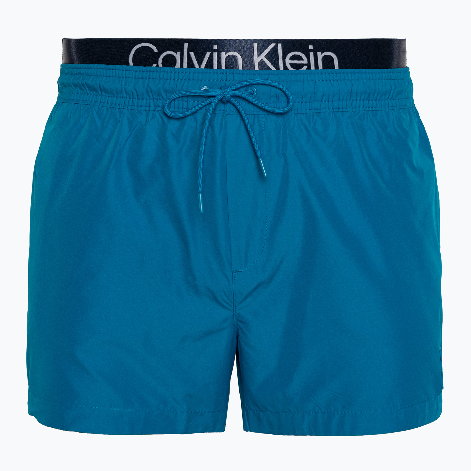 Calvin Klein Pánske krátke plavecké šortky s dvojitým pásom ocean hue (Short Double Waistband KM0KM00947CZV)
