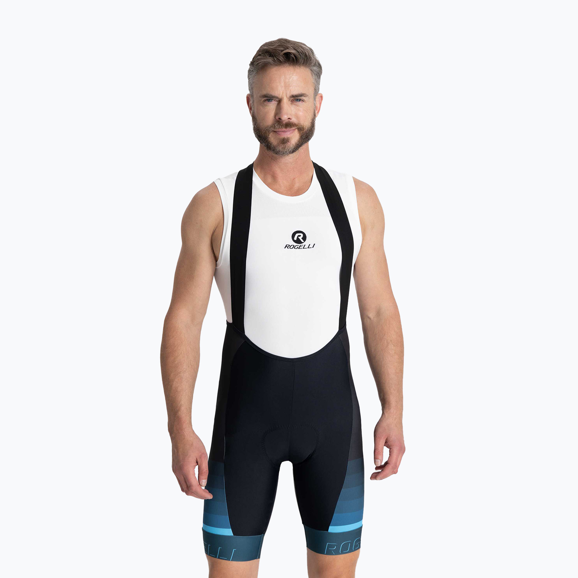 Cyklistické šortky pánske Rogelli Hero II Bib Short blue/black (Hero II Bib Short ROG352260)
