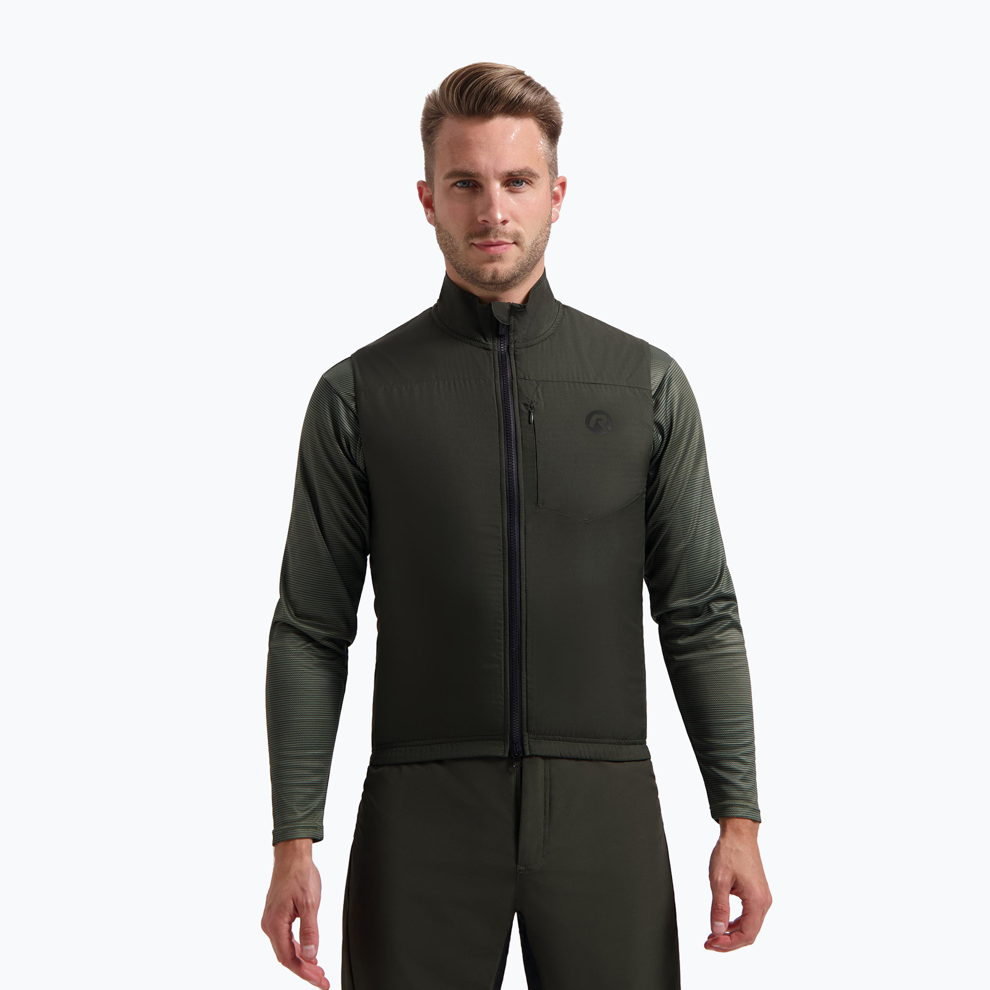 Rogelli Advntr Zateplená army green pánska cyklistická vesta (Advntr Insulated ROG352387)