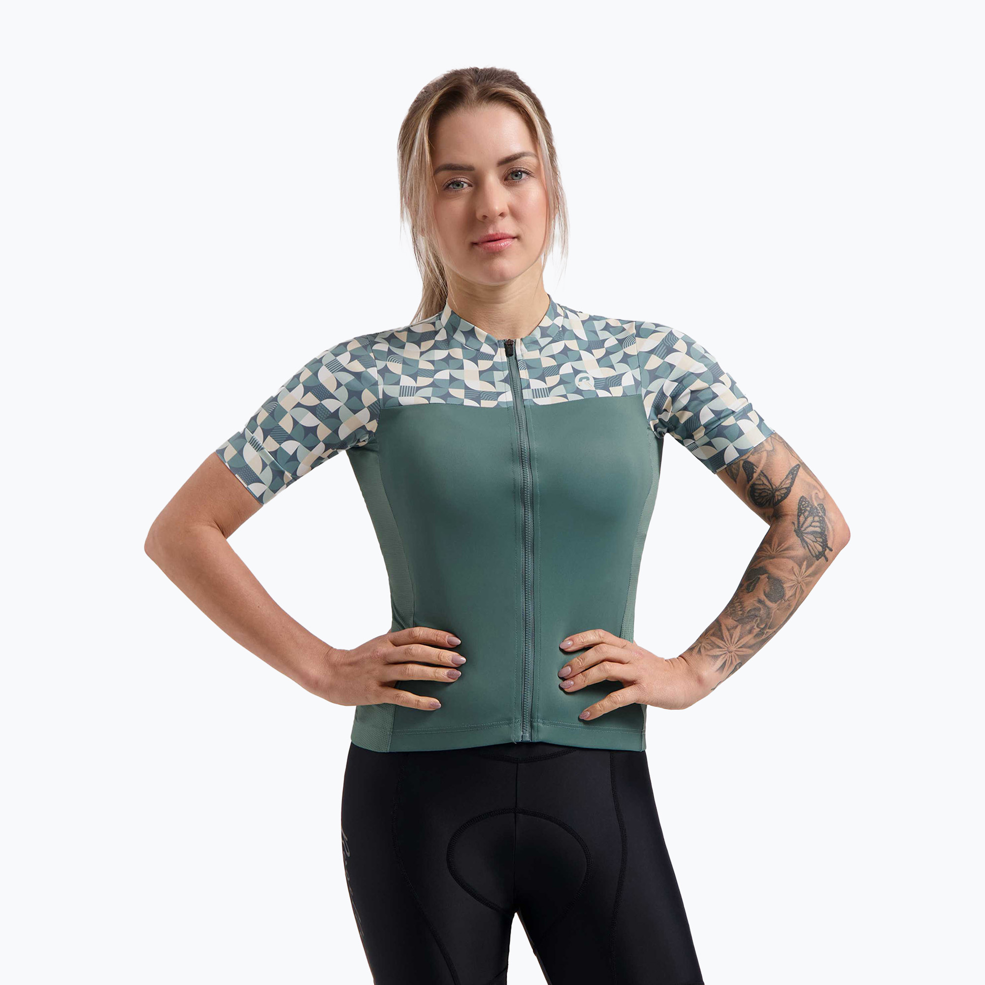 Dámsky cyklistický dres Rogelli Essential Graphic mint/yellow
