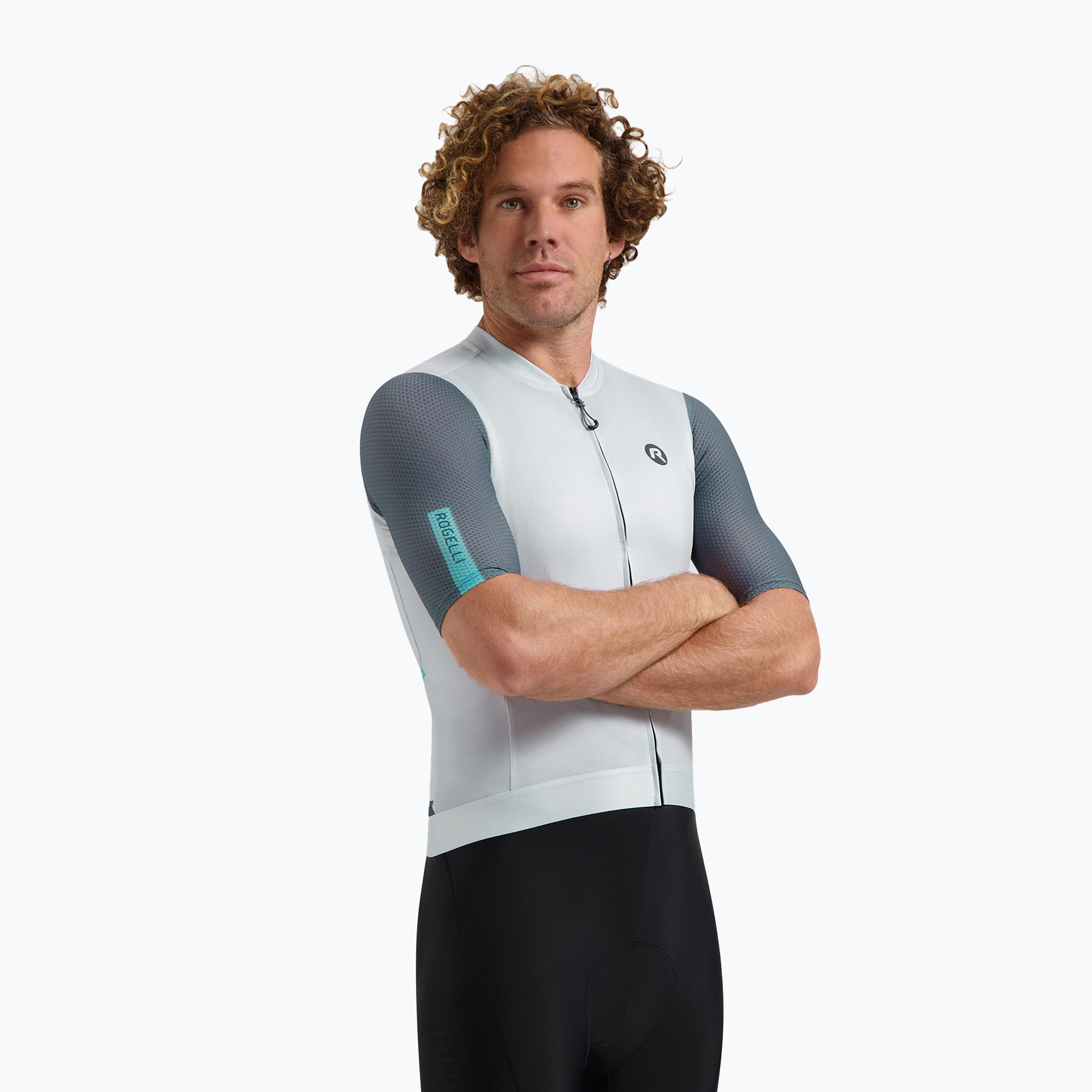 Pánsky cyklistický dres Rogelli Fast grey / turguoise