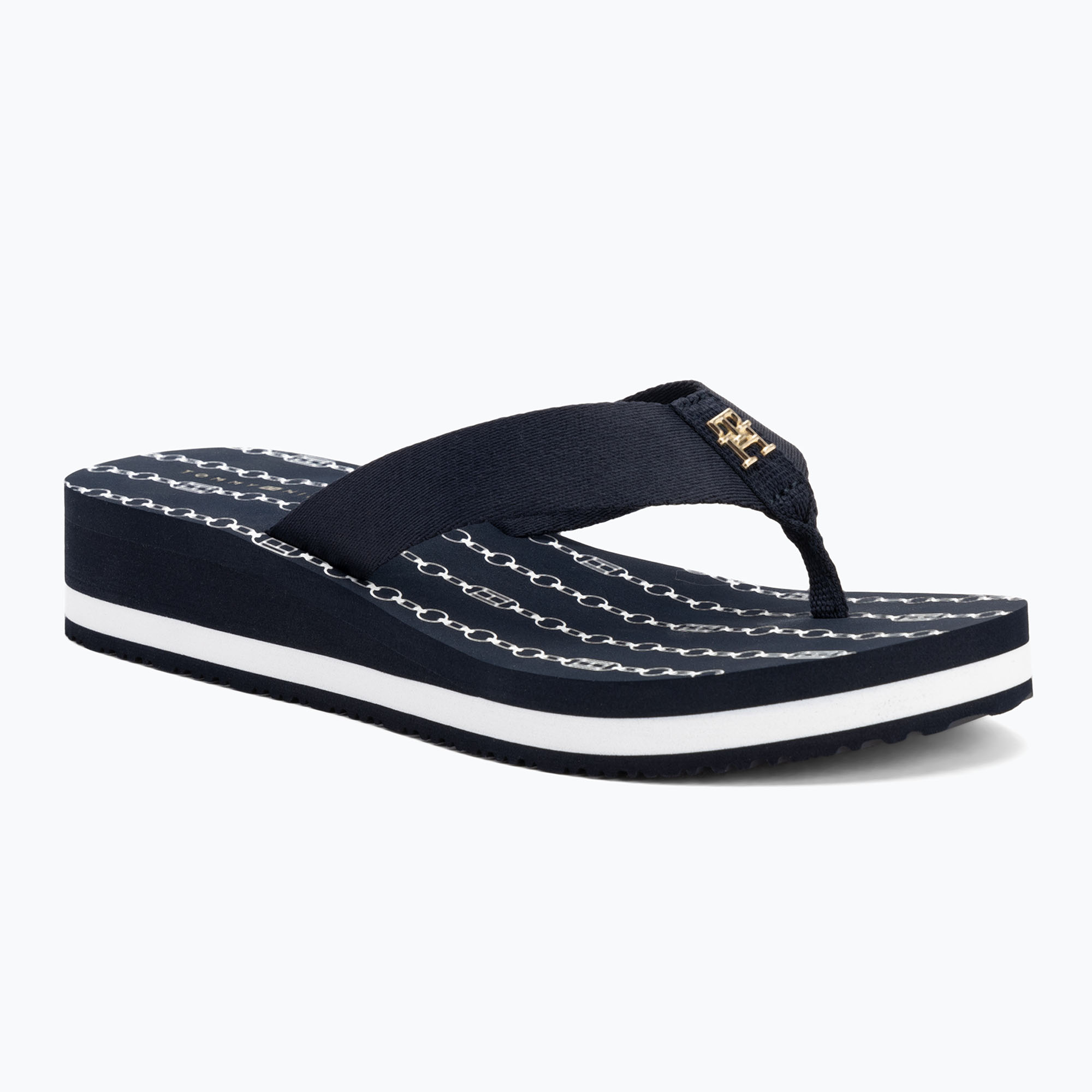 Dámske žabky Tommy Hilfiger Im Th Chainprint Midwedge Sandal space blue (Im Th Chainprint Midwedge Sandal FW0FW08527DW6)