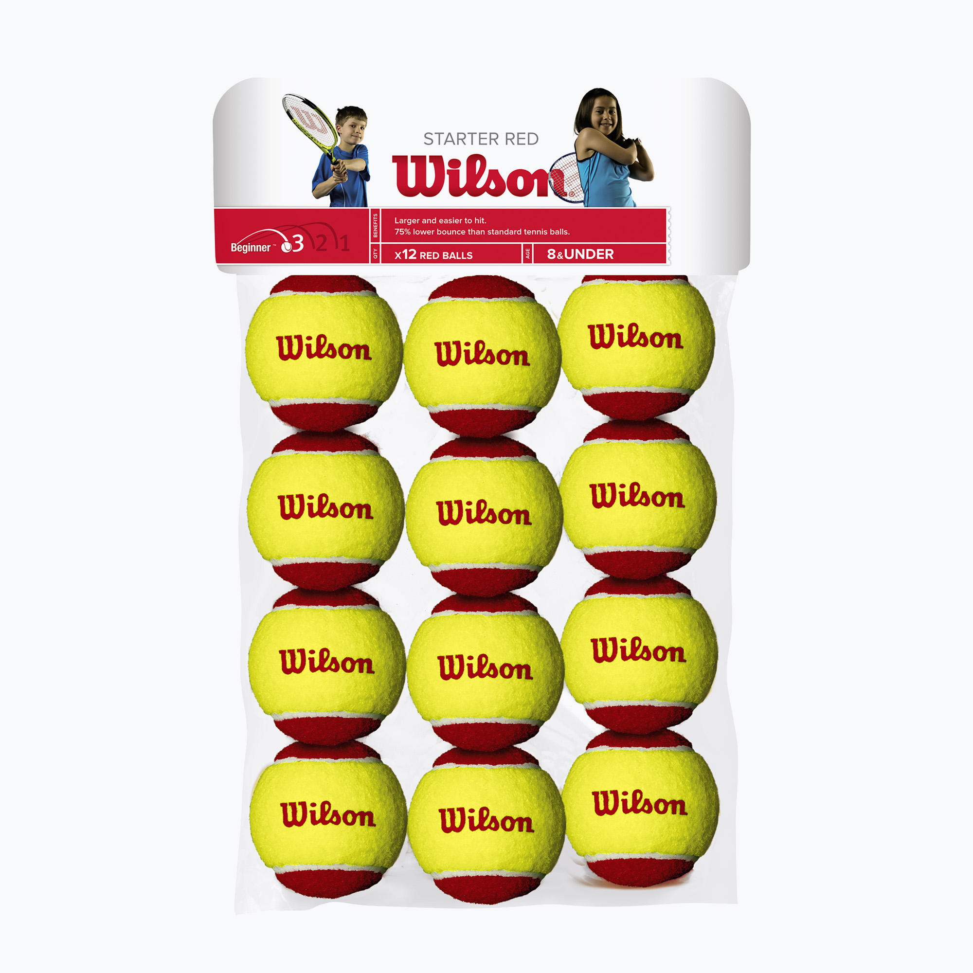 Wilson Starter Red Tballs detské tenisové loptičky 12 ks žlto-červené WRT137100