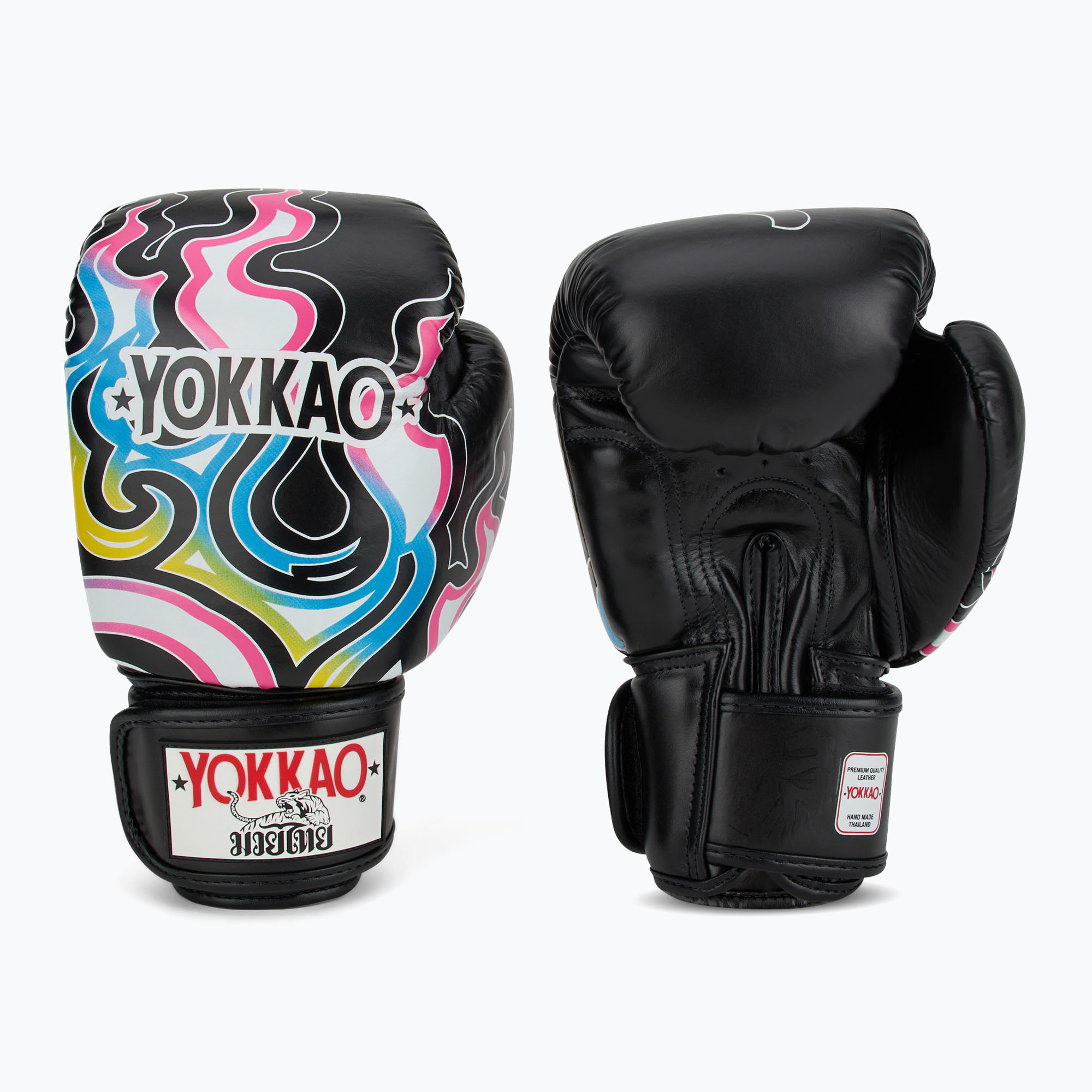 Pánske boxerské rukavice YOKKAO Flames black (Flames FYGL-84-1)