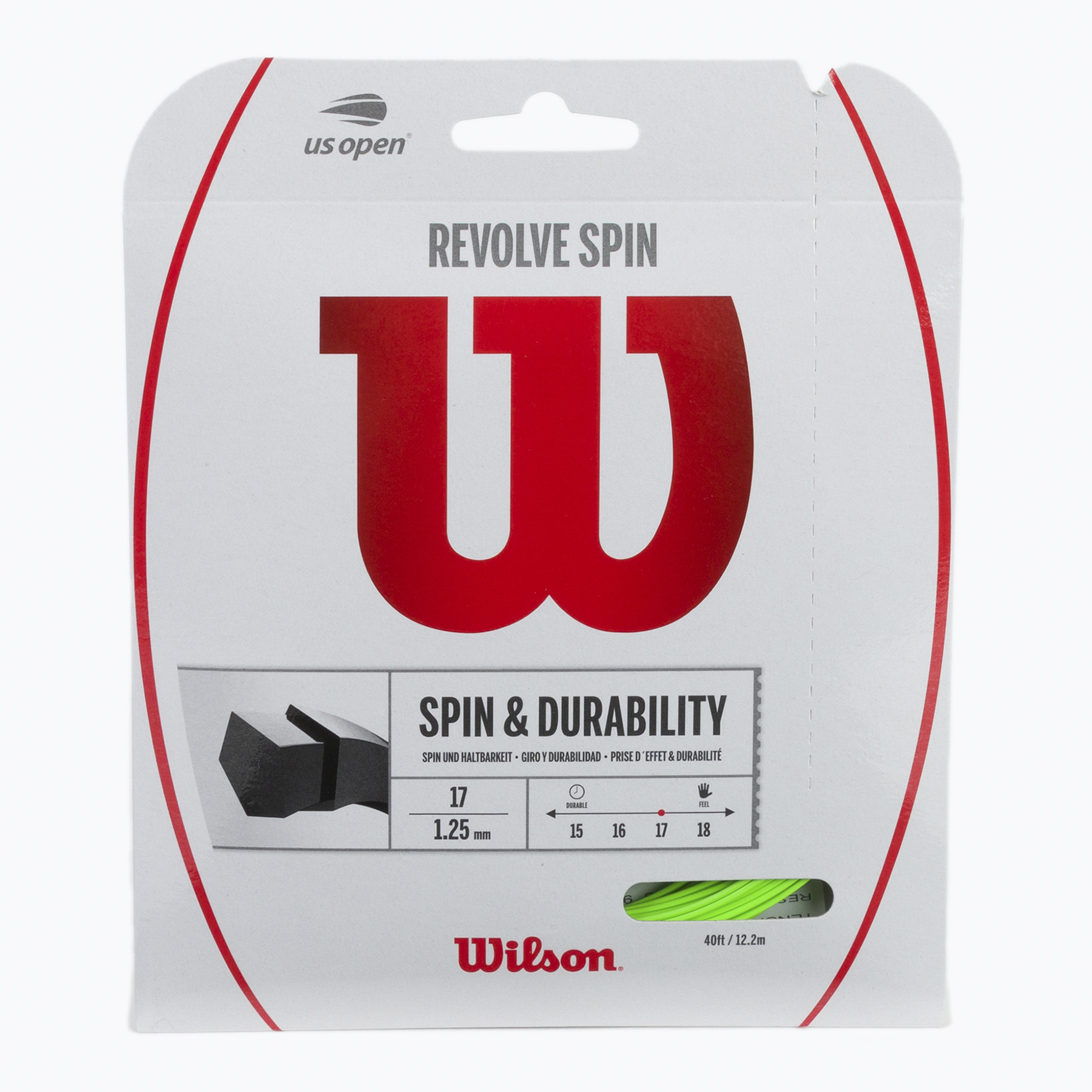 Tenisová struna Wilson Revolve Spin 17 Set 12,2 m sivá WRZ956900+