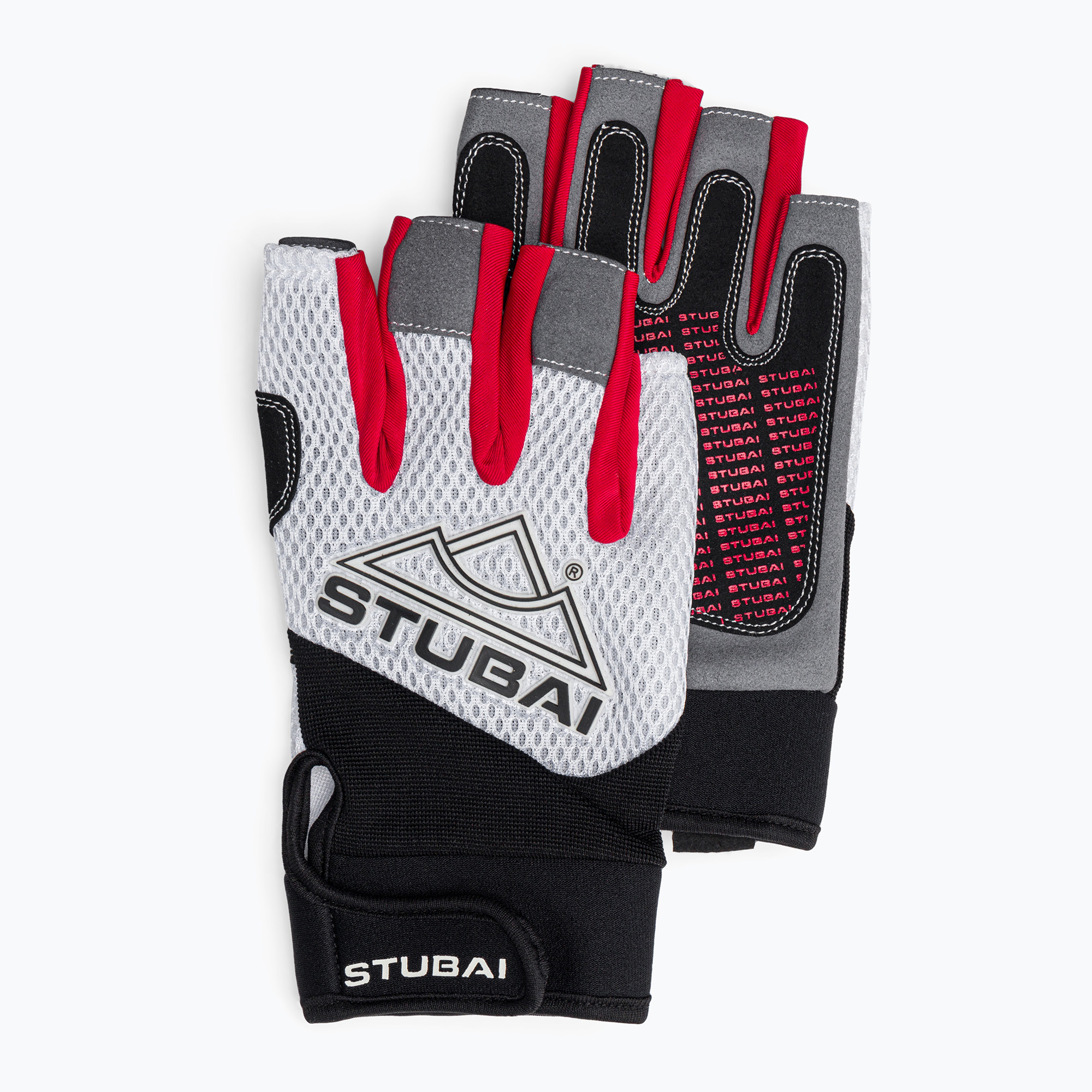 Lezecké rukavice STUBAI Eternal 3/4 Finger bielo-červené 9572 (Eternal 3/4 Finger 950072)
