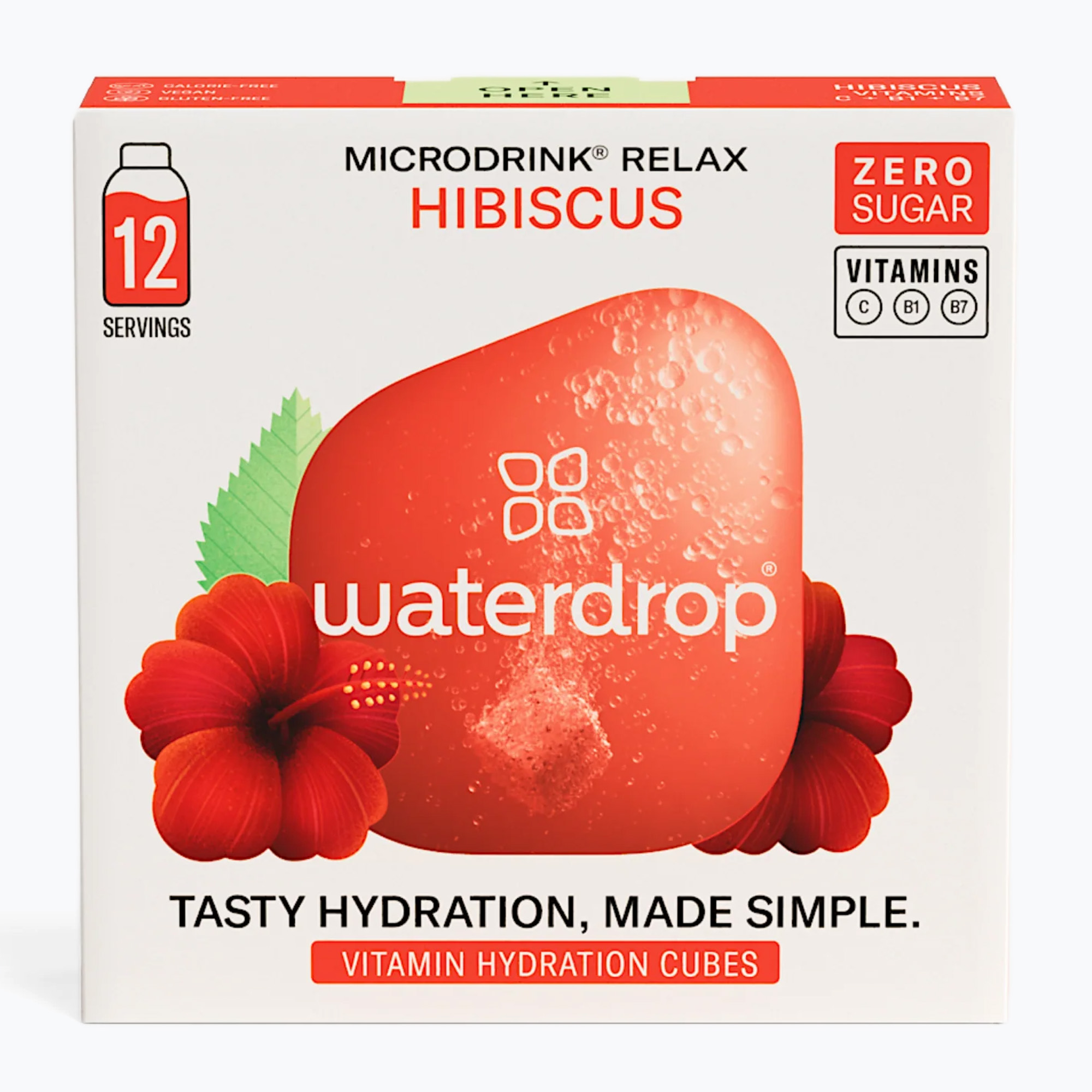 Izotonický nápoj waterdrop Microdrink Relax 12 kociek hibiscus acerola