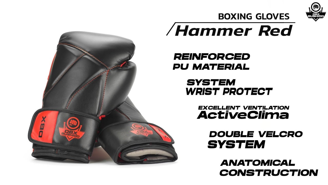 DBX BUSHIDO "Hammer - Red" Muay Thai boxerské rukavice čierna/červená