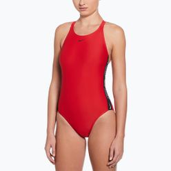 Dámske jednodielne plavky Nike Logo Tape Fastback university red